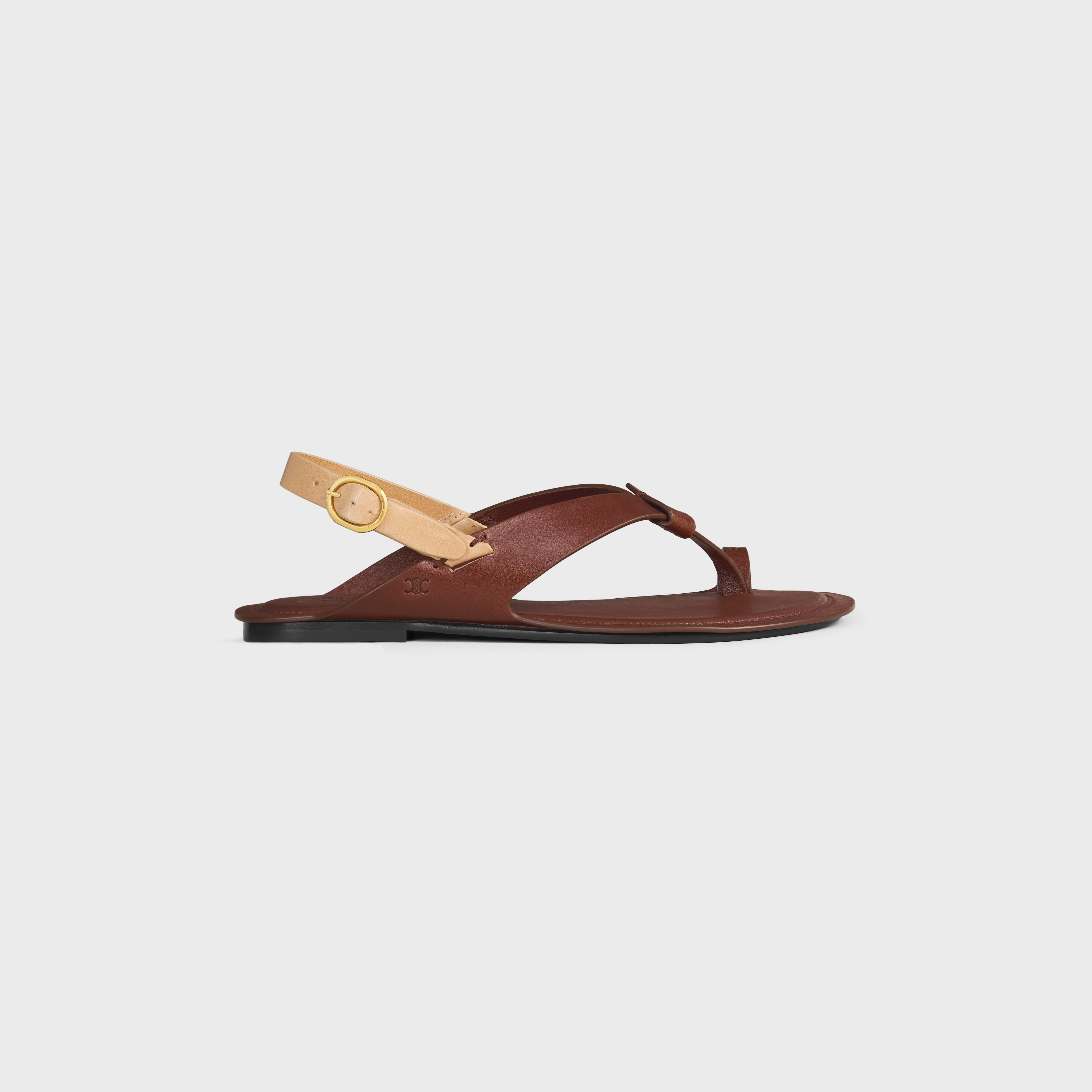 ONYX THONG SANDAL IN CALFSKIN VEGETAL TANNING - RED WOOD / ORME